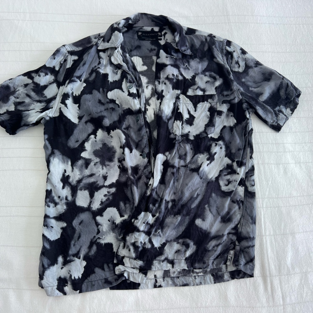 Navy and White Patterned Shirt